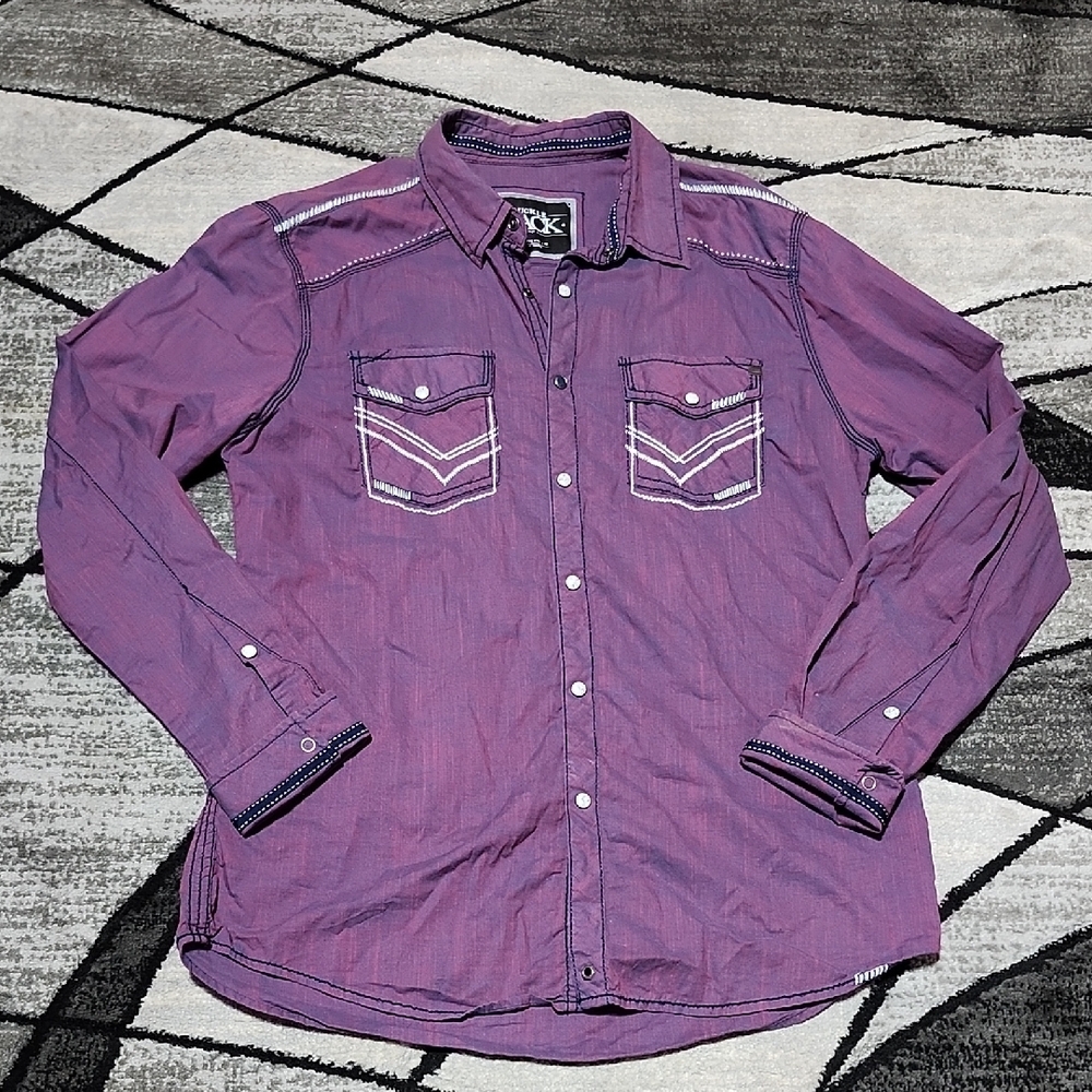 BUCKLE BLACK ATHLETIC-FIT PEARL SNAP EMBROIDEREY ACCENTS LONG-SLEEVED SHIRT